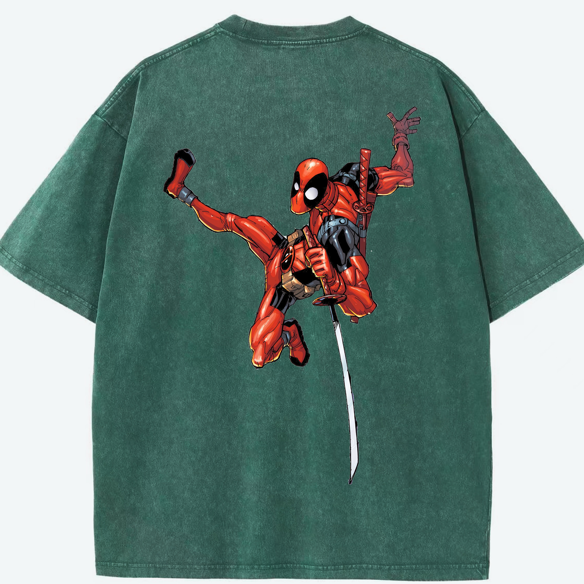 （画像用） Deadpool デッドプール 綿100% ヴィンテージ風 半袖Tシャツ（背面プリント）